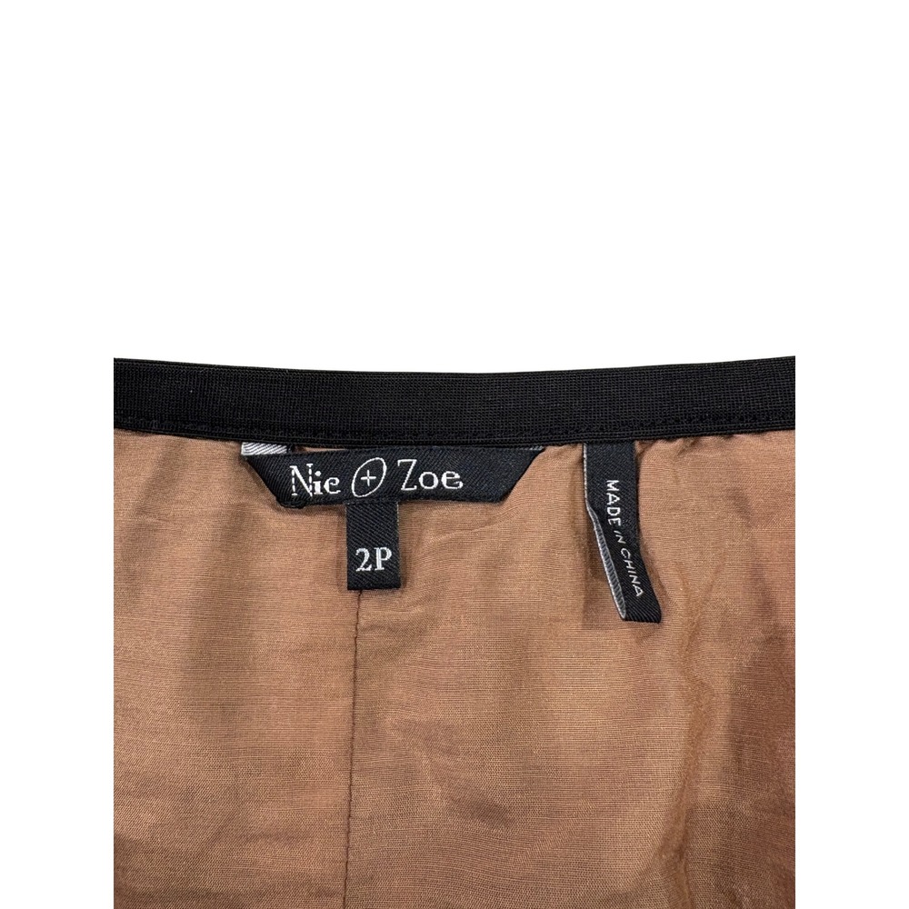 Nic + Zoe Silk Abstract Animal Print Pleated Midi Skirt Brown 2P 90s minimalist - Picture 5 of 6